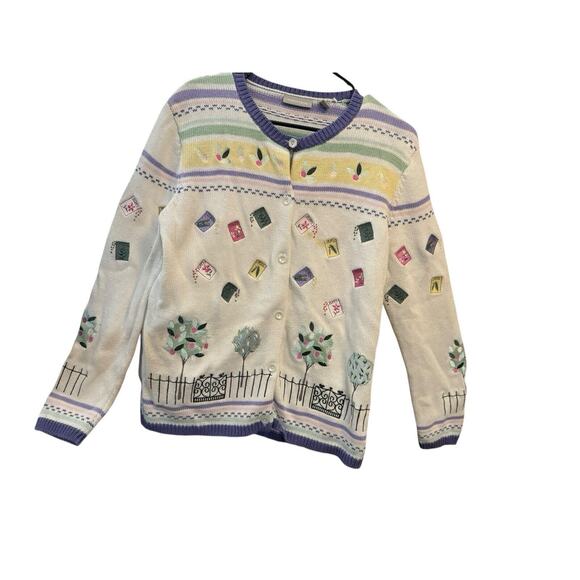 Nordstrom Sweaters - Vintage Nordstrom Garden Flowers Seeds Plants Cardigan Sweater Medium